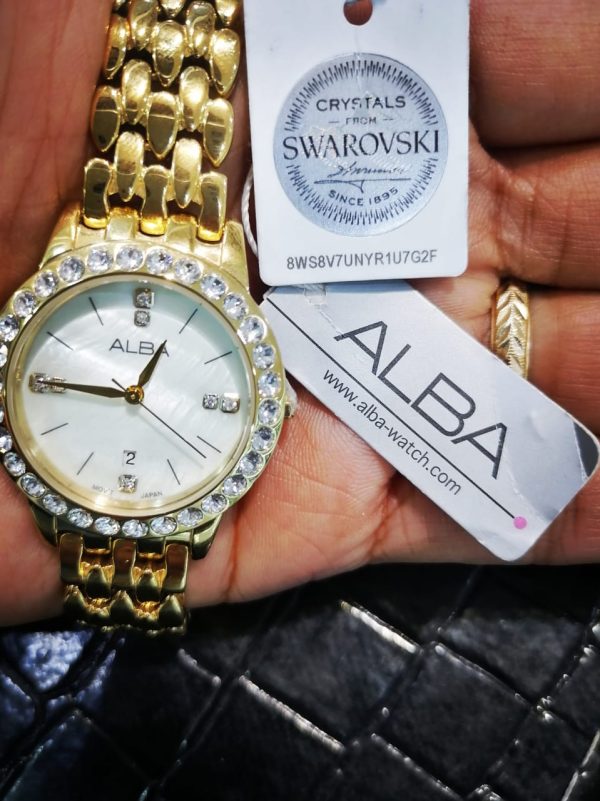 Alba Swarovski Crystal Gold Watch