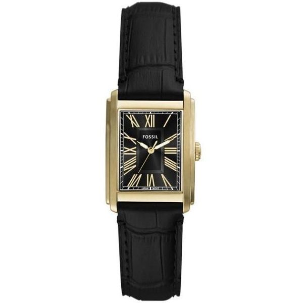 FOSSIL Carraway Three-Hand Black Croco Leather Watch