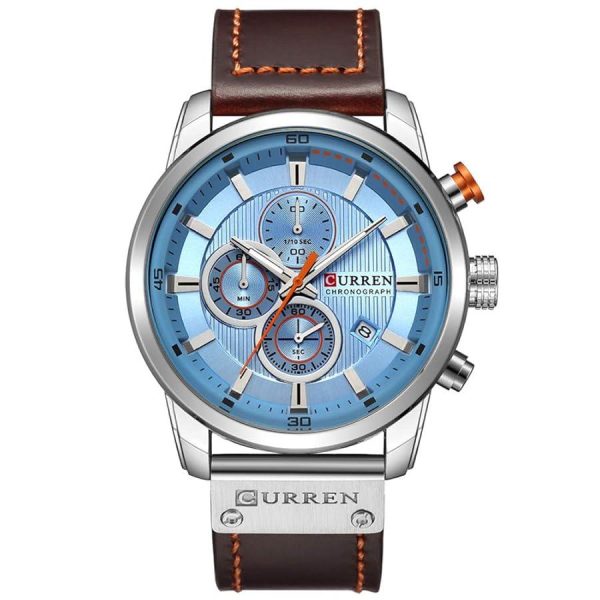 Curren 8291 Men's Multifunction Chronograph Quartz Watch with Leather Strap, Waterproof, Casual & Formal